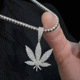 GL Hip Hop Iced Out Maple Leaf S925 Silver VVS Moissanite Pendant